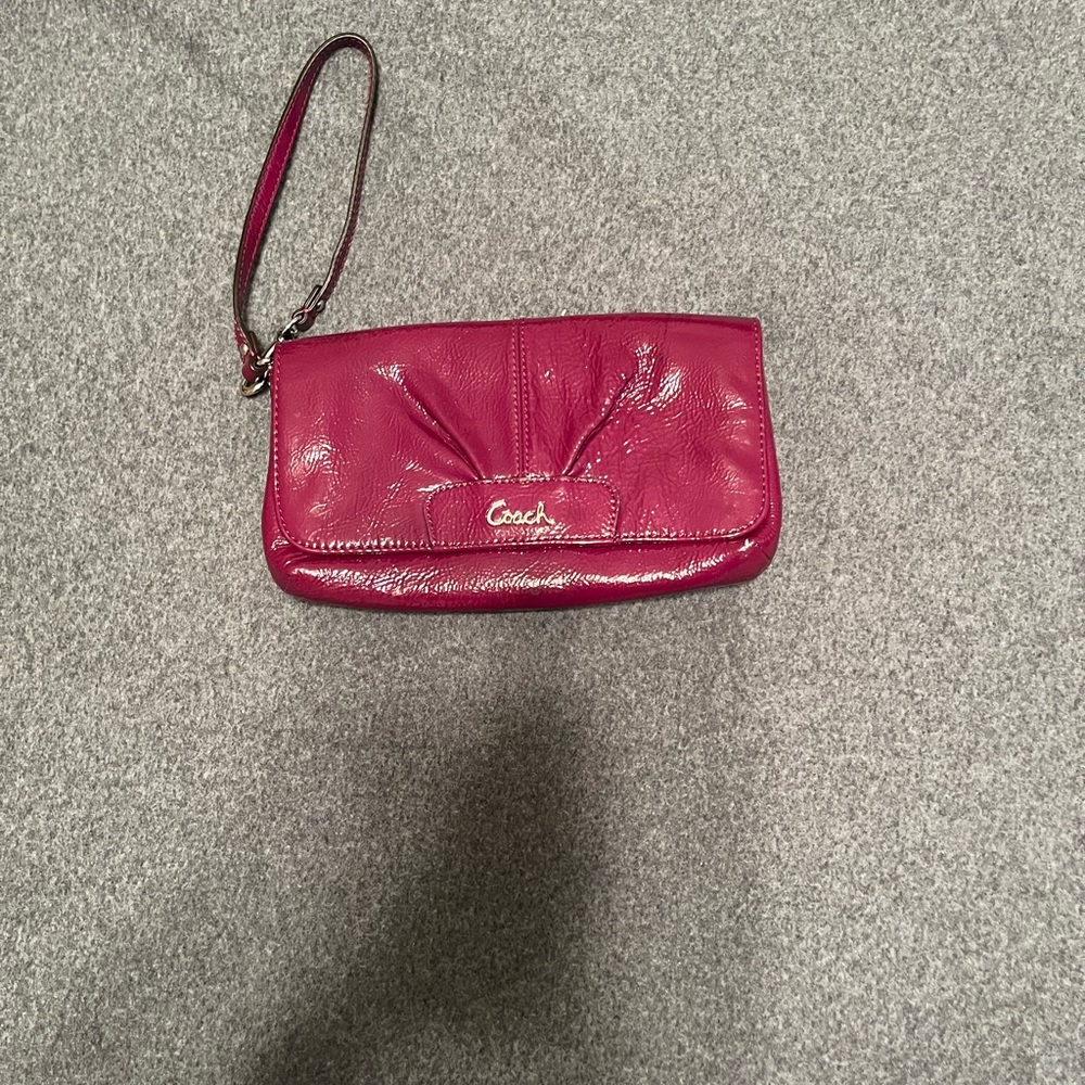 Coach Fuchsia Leather Wristlet